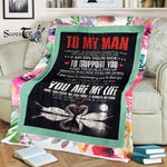 Scotstee Shop - Personalized gift letter to my Man to my Husband funny quotes gift for husband Father Day Gifts fleece blanket