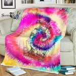 Scotstee Shop - Scotstee Shop Blanket Astronaut Tethered to Caravel Tattoo Tie Dye Hippie Fleece Blanket