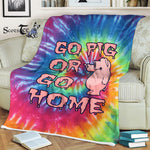 Scotstee Shop - Scotstee Shop Blanket Go Pig or Go home Tie Dye One Hippie Rainbow Fleece Blanket