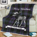 Scotstee Shop - Scotstee Shop Tartan Plaid Fleece Blankets With Moose Clan Clergy Purple Tartan Plaid Christmas Blanket