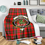 Scotstee Shop Tartan Plaid Blanket Maule Red Clan Crest Badge Scottish Tartan Plaid Sherpa Blanket