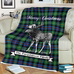 Scotstee Shop - Scotstee Shop Tartan Plaid Fleece Blankets With Moose Clan Farquharson Ancient Tartan Plaid Christmas Blanket