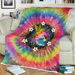 Scotstee Shop - Scotstee Shop Blanket Ayahuasca Colibri Birds Tie Dye Hippie Fleece Blanket