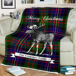 Scotstee Shop - Scotstee Shop Tartan Plaid Fleece Blankets With Moose Clan Chalmers Tartan Plaid Christmas Blanket