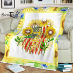 Scotstee Shop - Fleece Blanket - Faith Hope Love Cross Sunflower USA Flag Gifts Fleece Blanket