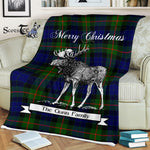 Scotstee Shop - Scotstee Shop Tartan Plaid Fleece Blankets With Moose Clan Gunn Tartan Plaid Christmas Blanket