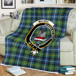 Scotstee Shop - Scotstee Shop Tartan Plaid Fleece Blankets MacNeill Of Barra Ancient Clan Crest Badge Tartan Fleece Blanket Scottish