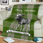 Scotstee Shop - Scotstee Shop Tartan Plaid Fleece Blankets With Moose Clan Cunningham Dress Green Dancers Tartan Plaid Christmas Blanket