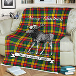Scotstee Shop - Scotstee Shop Tartan Plaid Fleece Blankets With Moose Clan Buchanan Tartan Plaid Christmas Blanket