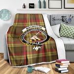 Scotstee Shop Tartan Plaid Blanket MacMillan Old Weathered Clan Crest Badge Scottish Tartan Plaid Sherpa Blanket