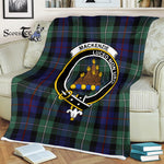 Scotstee Shop - Scotstee Shop Tartan Plaid Fleece Blankets MacKenzie Modern Blue Clan Crest Badge Tartan Fleece Blanket Scottish