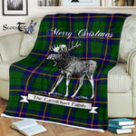 Scotstee Shop - Scotstee Shop Tartan Plaid Fleece Blankets With Moose Clan Carmichael Modern Tartan Plaid Christmas Blanket