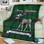 Scotstee Shop - Scotstee Shop Tartan Plaid Fleece Blankets With Moose Clan Davidson Modern Tartan Plaid Christmas Blanket