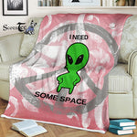 Scotstee Shop - Scotstee Shop Blanket Alien - I Need Space Children Peace Hippie Fleece Blanket