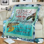 Scotstee Shop - Personalized Gift Letter To My Husband, Love Quotes Letter Sea Turtle Couple Fleece Blanket