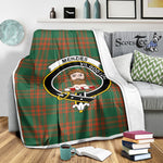 Scotstee Shop - Scotstee Shop Tartan Plaid Fleece Blankets Menzies Green Ancient Clan Crest Badge Tartan Fleece Blanket Scottish