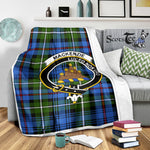 Scotstee Shop Tartan Plaid Blanket MacKenzie Clan Crest Badge Scottish Tartan Plaid Sherpa Blanket