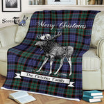 Scotstee Shop - Scotstee Shop Tartan Plaid Fleece Blankets With Moose Clan Fletcher Modern Tartan Plaid Christmas Blanket