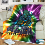 Scotstee Shop - Scotstee Shop Blanket Alien Flower Horn Rainbow Hippie Fleece Blanket
