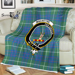 Scotstee Shop - Scotstee Shop Tartan Plaid Fleece Blankets MacIntyre Hunting Ancient Clan Crest Badge Tartan Fleece Blanket Scottish