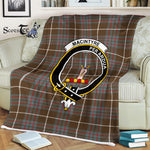 Scotstee Shop - Scotstee Shop Tartan Plaid Fleece Blankets MacIntyre Hunting Weathered Clan Crest Badge Tartan Fleece Blanket Scottish