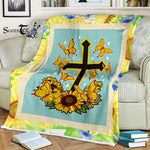 Scotstee Shop - Fleece Blanket - Butterfly Christian Cross Floral Sunflower Round Gifts Fleece Blanket