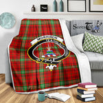 Scotstee Shop Tartan Plaid Blanket Morrison Red Modern Clan Crest Badge Scottish Tartan Plaid Sherpa Blanket