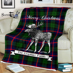 Scotstee Shop - Scotstee Shop Tartan Plaid Fleece Blankets With Moose Clan Urquhart Tartan Plaid Christmas Blanket