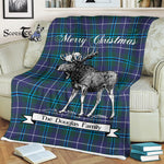 Scotstee Shop - Scotstee Shop Tartan Plaid Fleece Blankets With Moose Clan Douglas Tartan Plaid Christmas Blanket
