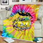 Scotstee Shop - Scotstee Shop Blanket Aliens Wagon Tie Dye Hippie Rainbow Fleece Blanket