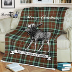Scotstee Shop - Scotstee Shop Tartan Plaid Fleece Blankets With Moose Clan Thomson Hunting Modern Tartan Plaid Christmas Blanket