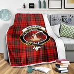 Scotstee Shop Tartan Plaid Blanket Matheson Red Clan Crest Badge Scottish Tartan Plaid Sherpa Blanket