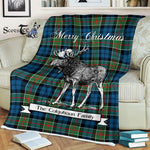 Scotstee Shop - Scotstee Shop Tartan Plaid Fleece Blankets With Moose Clan Colquhoun Ancient Tartan Plaid Christmas Blanket