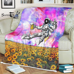 Scotstee Shop - Scotstee Shop Blanket Astronaut Beer Party Sunflower Hippie Fleece Blanket