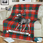 Scotstee Shop - Scotstee Shop Tartan Plaid Fleece Blankets With Moose Clan Chisholm Ancient Tartan Plaid Christmas Blanket