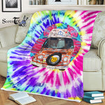 Scotstee Shop - Scotstee Shop Blanket Groovy Hippie Van Neon Rainbow Tie Dye Watercolor Hippie Fleece Blanket