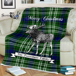 Scotstee Shop - Scotstee Shop Tartan Plaid Fleece Blankets With Moose Clan Tweedside Tartan Plaid Christmas Blanket