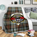 Scotstee Shop Tartan Plaid Blanket MacLeod Of Harris Weathered Clan Crest Badge Scottish Tartan Plaid Sherpa Blanket