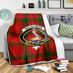 Scotstee Shop Tartan Plaid Blanket MacQuarrie Clan Crest Badge Scottish Tartan Plaid Sherpa Blanket