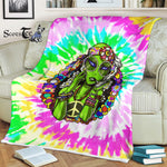 Scotstee Shop - Scotstee Shop Blanket Hippie Alien! Tie Dye Rainbow Hippie Fleece Blanket