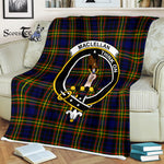 Scotstee Shop - Scotstee Shop Tartan Plaid Fleece Blankets MacLellan Modern Clan Crest Badge Tartan Fleece Blanket Scottish