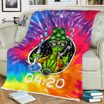 Scotstee Shop - Scotstee Shop Blanket Alien Smoking Weed Tie Dye Hippie Fleece Blanket