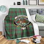 Scotstee Shop Tartan Plaid Blanket MacKinnon Hunting Ancient Clan Crest Badge Scottish Tartan Plaid Sherpa Blanket