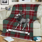 Scotstee Shop - Scotstee Shop Tartan Plaid Fleece Blankets With Moose Clan Crawford Tartan Plaid Christmas Blanket