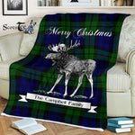 Scotstee Shop - Scotstee Shop Tartan Plaid Fleece Blankets With Moose Clan Campbell Tartan Plaid Christmas Blanket
