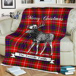 Scotstee Shop - Scotstee Shop Tartan Plaid Fleece Blankets With Moose Clan Tweedie Red Tartan Plaid Christmas Blanket