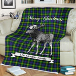 Scotstee Shop - Scotstee Shop Tartan Plaid Fleece Blankets With Moose Clan Gordon Modern Tartan Plaid Christmas Blanket
