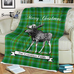 Scotstee Shop - Scotstee Shop Tartan Plaid Fleece Blankets With Moose Clan Cranstoun Ancient Tartan Plaid Christmas Blanket