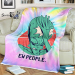 Scotstee Shop - Scotstee Shop Blanket Alien Faceplam Alien Tie Dye Rainbow Hippie Fleece Blanket