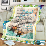 Scotstee Shop - Personalized Gift To My Husband To My Husband Turtle Family Gifts Fleece Blanket